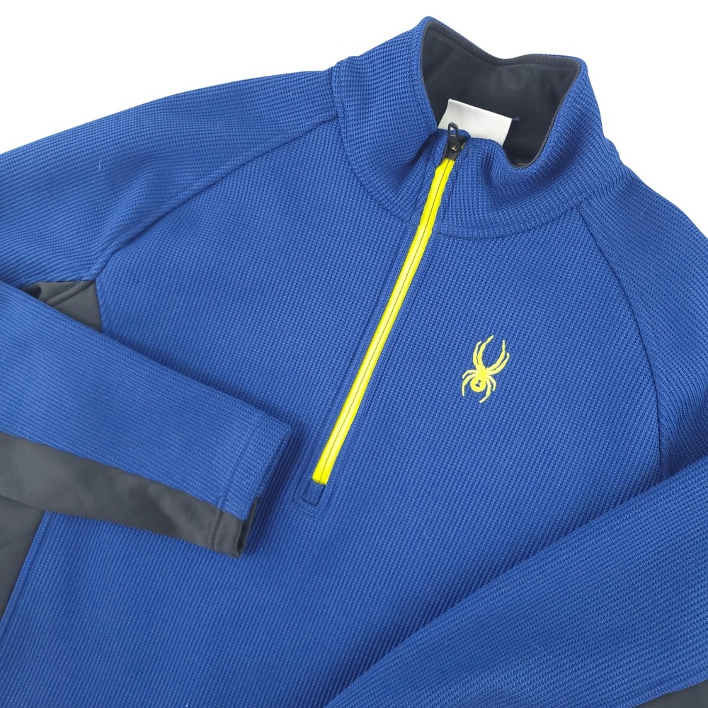 Spyder Outbound Pullover Mens Large Blue 1/4 Zip Mock Neck Colorblock Ski
